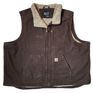 Carhartt Sherpa‑Lined Vest Men’s 4XL Loose Fit Dark Brown